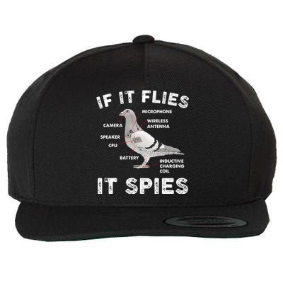 Pigeon If It Flies Spies Pigeon Anatomy Theory Bird Lover Wool Snapback Cap