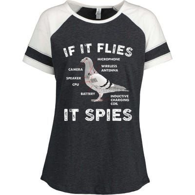 Pigeon If It Flies Spies Pigeon Anatomy Theory Bird Lover Enza Ladies Jersey Colorblock Tee