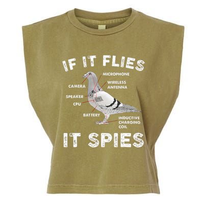 Pigeon If It Flies Spies Pigeon Anatomy Theory Bird Lover Garment-Dyed Women's Muscle Tee