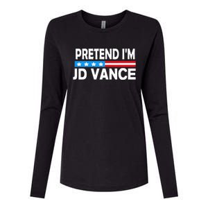 Pretend IM Jd Vance Funny Lazy Halloween Costume Womens Cotton Relaxed Long Sleeve T-Shirt