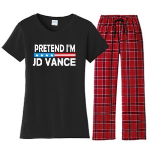 Pretend IM Jd Vance Funny Lazy Halloween Costume Women's Flannel Pajama Set