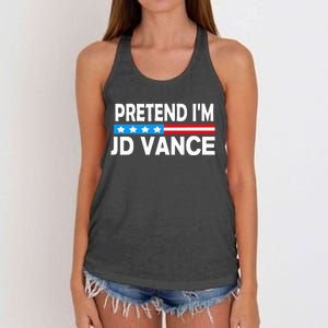 Pretend IM Jd Vance Funny Lazy Halloween Costume Women's Knotted Racerback Tank