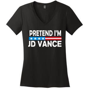 Pretend IM Jd Vance Funny Lazy Halloween Costume Women's V-Neck T-Shirt