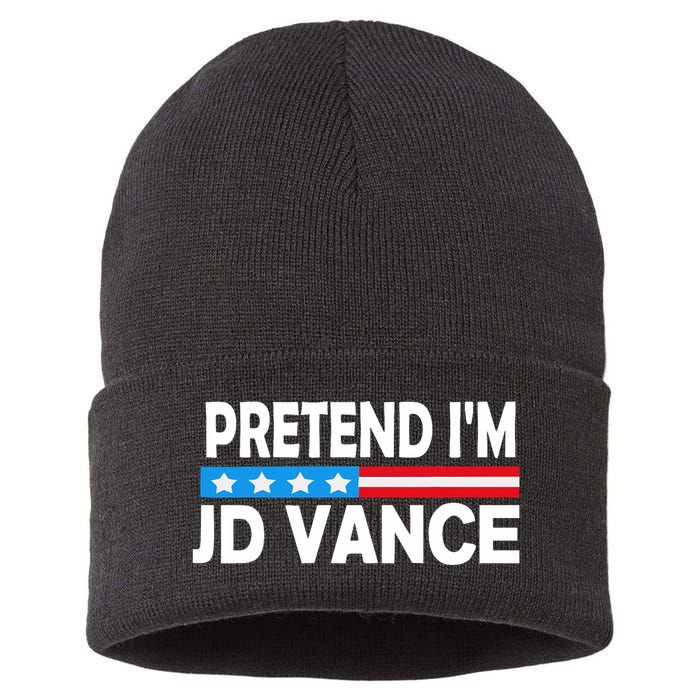 Pretend IM Jd Vance Funny Lazy Halloween Costume Sustainable Knit Beanie