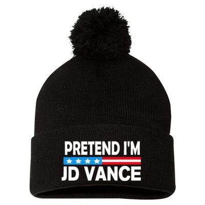 Pretend IM Jd Vance Funny Lazy Halloween Costume Pom Pom 12in Knit Beanie