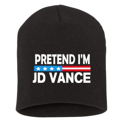 Pretend IM Jd Vance Funny Lazy Halloween Costume Short Acrylic Beanie