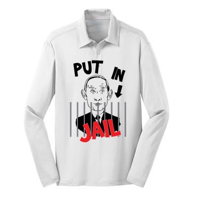 Put In Jail | Stop Vladimir Putin Silk Touch Performance Long Sleeve Polo