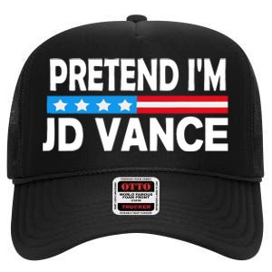 Pretend IM Jd Vance Funny Lazy Halloween Costume High Crown Mesh Back Trucker Hat