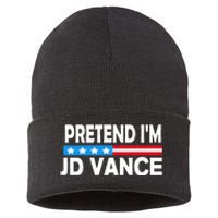 Pretend IM Jd Vance Funny Lazy Halloween Costume Sustainable Knit Beanie