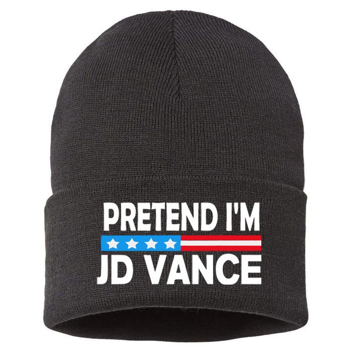 Pretend IM Jd Vance Funny Lazy Halloween Costume Sustainable Knit Beanie