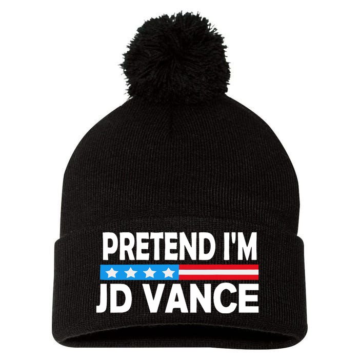 Pretend IM Jd Vance Funny Lazy Halloween Costume Pom Pom 12in Knit Beanie