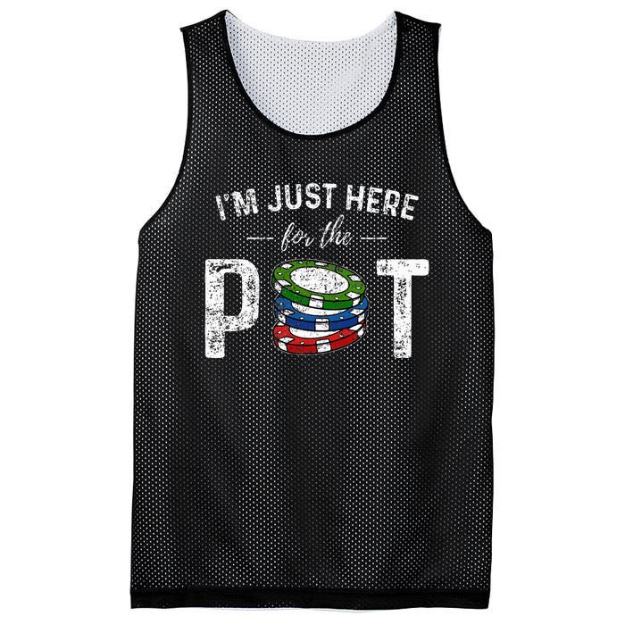 Poker I'm Just Here For The Pot Funny Mesh Reversible Basketball Jersey Tank