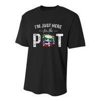 Poker I'm Just Here For The Pot Funny Youth Performance Sprint T-Shirt