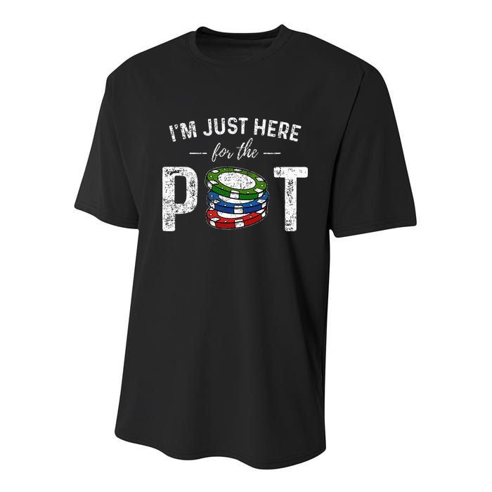 Poker I'm Just Here For The Pot Funny Youth Performance Sprint T-Shirt