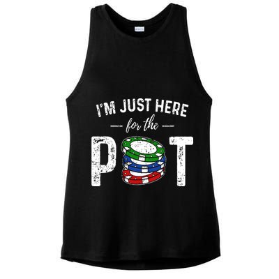 Poker I'm Just Here For The Pot Funny Ladies PosiCharge Tri-Blend Wicking Tank