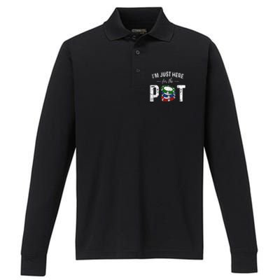 Poker I'm Just Here For The Pot Funny Performance Long Sleeve Polo