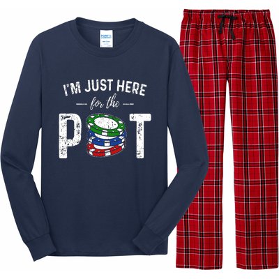 Poker I'm Just Here For The Pot Funny Long Sleeve Pajama Set