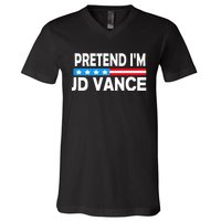 Pretend IM Jd Vance Funny Lazy Halloween Costume V-Neck T-Shirt