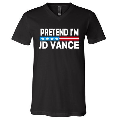 Pretend IM Jd Vance Funny Lazy Halloween Costume V-Neck T-Shirt