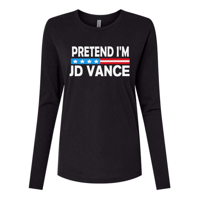 Pretend IM Jd Vance Funny Lazy Halloween Costume Gift Womens Cotton Relaxed Long Sleeve T-Shirt