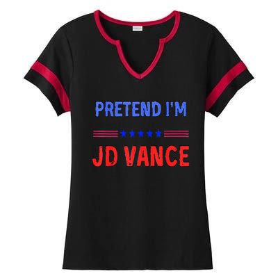 Pretend IM Jd Vance Funny Trump 2024 Lazy Halloween Costume Ladies Halftime Notch Neck Tee