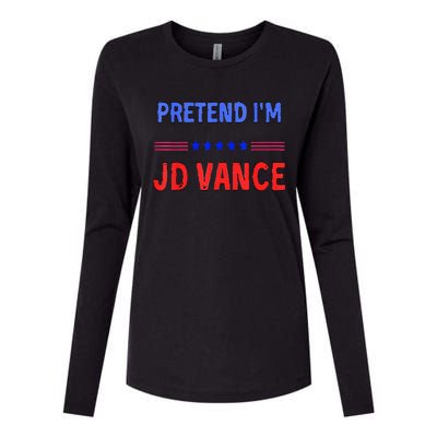 Pretend IM Jd Vance Funny Trump 2024 Lazy Halloween Costume Womens Cotton Relaxed Long Sleeve T-Shirt