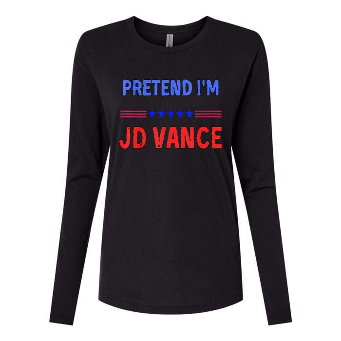 Pretend IM Jd Vance Funny Trump 2024 Lazy Halloween Costume Womens Cotton Relaxed Long Sleeve T-Shirt