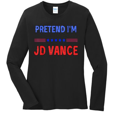 Pretend IM Jd Vance Funny Trump 2024 Lazy Halloween Costume Ladies Long Sleeve Shirt