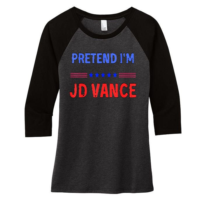 Pretend IM Jd Vance Funny Trump 2024 Lazy Halloween Costume Women's Tri-Blend 3/4-Sleeve Raglan Shirt