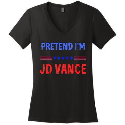 Pretend IM Jd Vance Funny Trump 2024 Lazy Halloween Costume Women's V-Neck T-Shirt