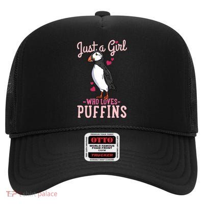 Puffin Iceland Just A Who Loves Puffins Gift High Crown Mesh Back Trucker Hat