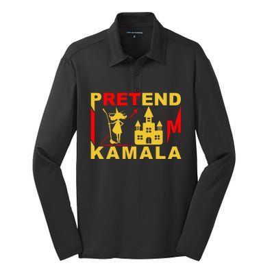 Pretend Im Kamala Witchy Madam President 2024 Silk Touch Performance Long Sleeve Polo