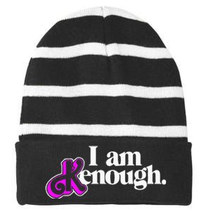 Pinky Im Ken I Am Ken Funny Enough For Men Women Kids Striped Beanie with Solid Band