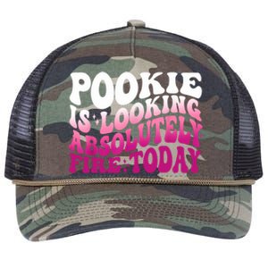 Pookie Is Looking Absolutely Fire Today Funny Groovy Pink Retro Rope Trucker Hat Cap