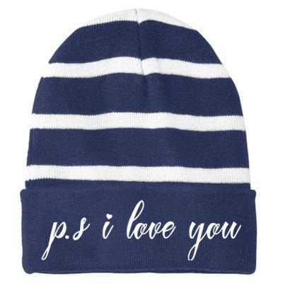 Ps I Love You Day Purple Striped Beanie with Solid Band