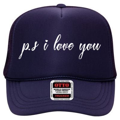 Ps I Love You Day Purple High Crown Mesh Back Trucker Hat