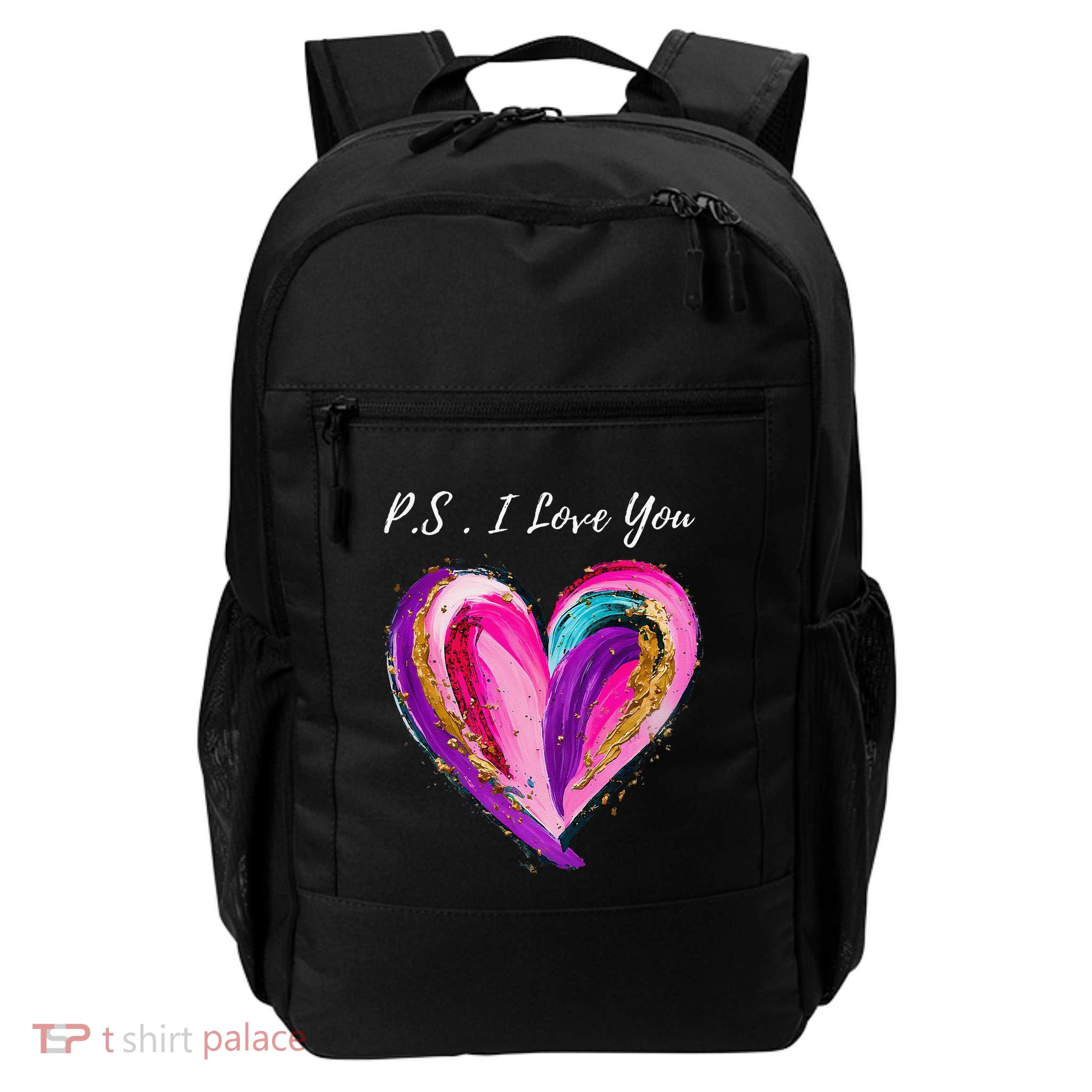 Ps I Love You Day ValentineS Day Purple Heart Daily Commute Backpack