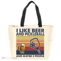 Pickleball I Like Beer LQT Zip Tote Bag