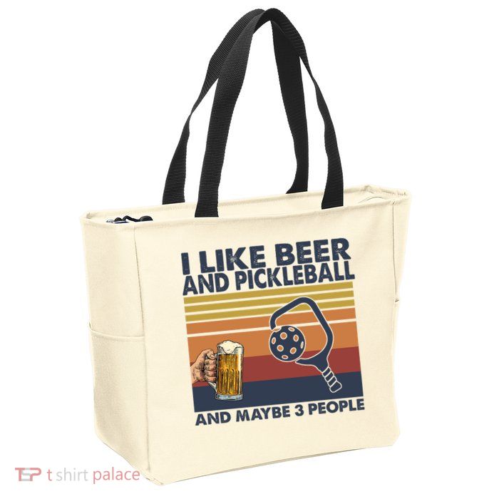 Pickleball I Like Beer LQT Zip Tote Bag