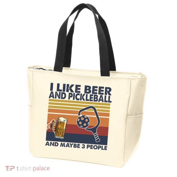 Pickleball I Like Beer LQT Zip Tote Bag
