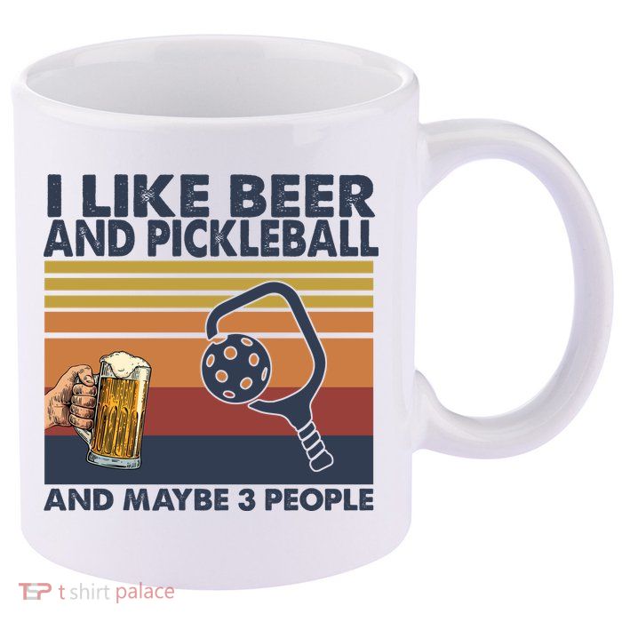 Pickleball I Like Beer LQT 11oz C Handle Ceramic Mug