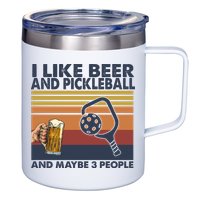 Pickleball I Like Beer LQT 12oz Stainless Steel Coffee Mug