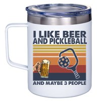 Pickleball I Like Beer LQT 12oz Stainless Steel Coffee Mug