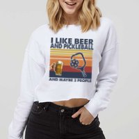 Pickleball I Like Beer LQT Cropped Pullover Crew