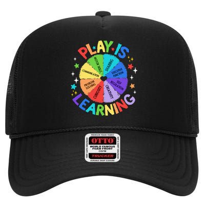 Play Is Learning Teachers Preschool Kindergartner High Crown Mesh Back Trucker Hat