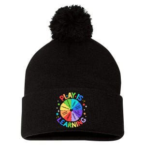 Play Is Learning Teachers Preschool Kindergartner Pom Pom 12in Knit Beanie