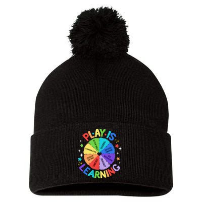 Play Is Learning Teachers Preschool Kindergartner Pom Pom 12in Knit Beanie