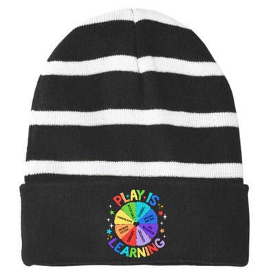 Play Is Learning Teachers Preschool Kindergartner Striped Beanie with Solid Band