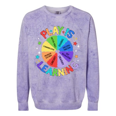 Play Is Learning Teacher Kindergarten Colorblast Crewneck Sweatshirt