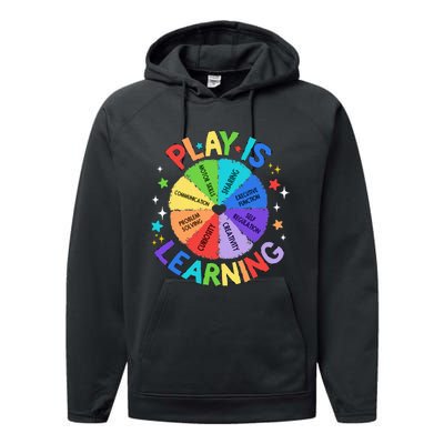 Play Is Learning Teacher Kindergarten Performance Fleece Hoodie